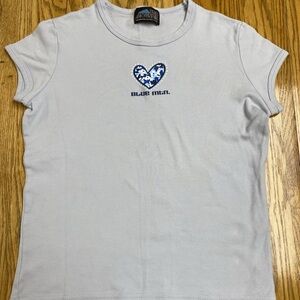 women’s Light Blue Mountain fitted t-shirt - size small